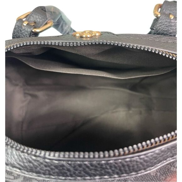 Black TB Monogram Designer Barrel Crossbody Satchel Bag - Picture 8 of 15